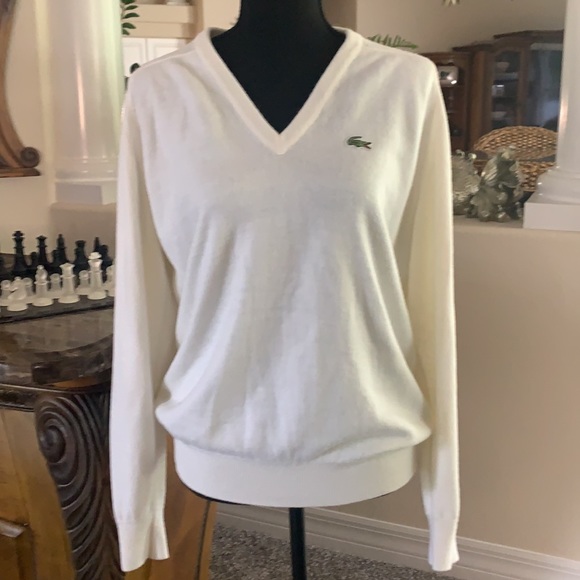 Lacoste Sweaters - Vintage IZOD Lacoste ivory v neck sweater